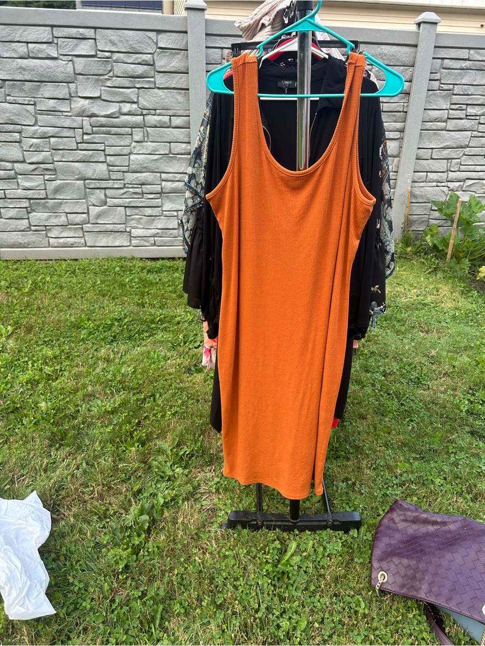 Kiss Tank Dress in Burnt Orange Ribbed Knit
